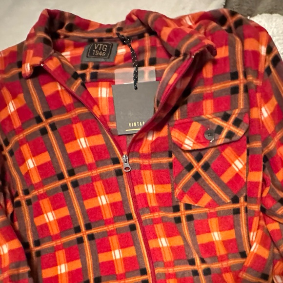 NWT-VTG 1946 Fleece Checkered Zippered Down Mens XL(066) brand new w:/tags - Picture 4 of 11